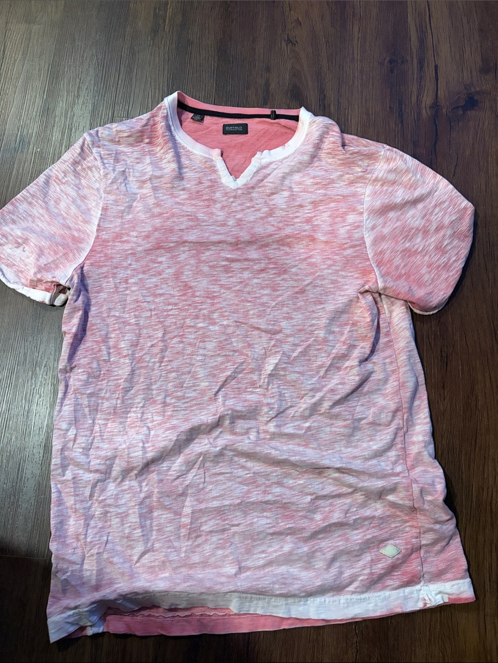 Buffalo David Bitton Heathered Pink Short-Sleeve V-Notch Tee